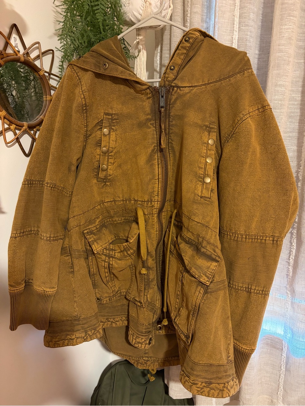 We The Free Mustard Brown Hooded Utility Jacket